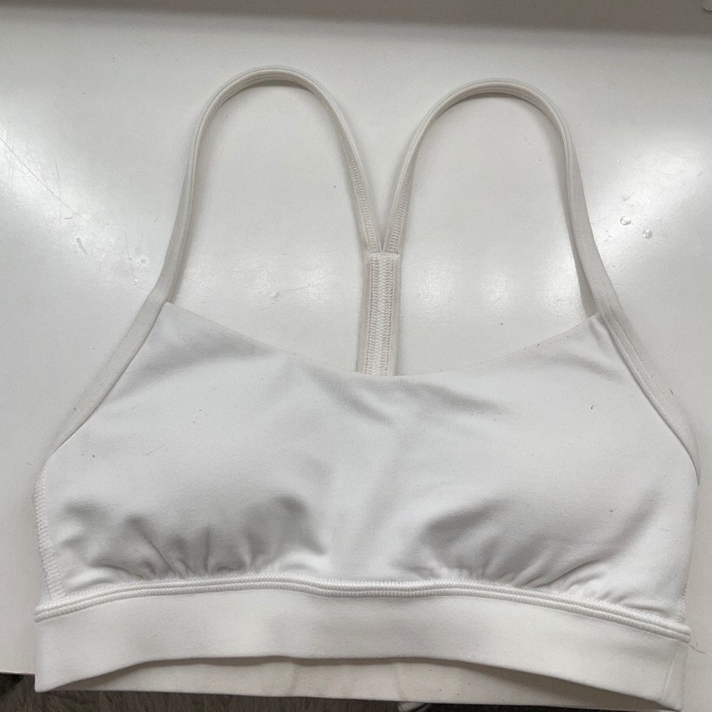 White LULULEMON flow Y sports bra